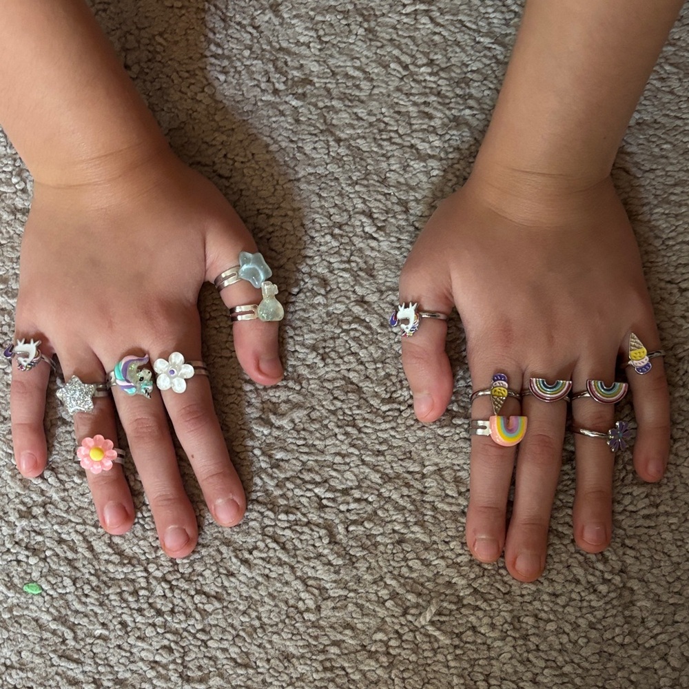Colorful Kids' Adjustable Rings Set